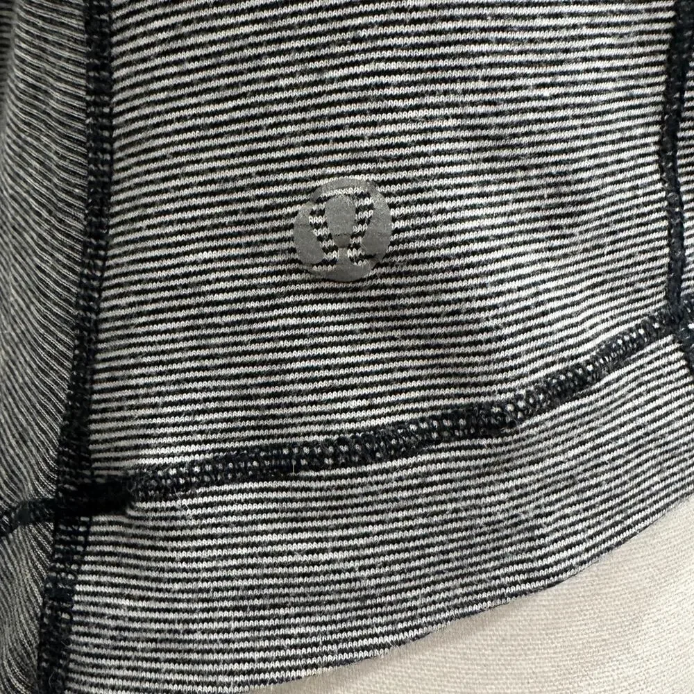 Lululemon Iconic‎ Wrap Surplice Top Wee Stripe White Black Size 2 Lounge Active